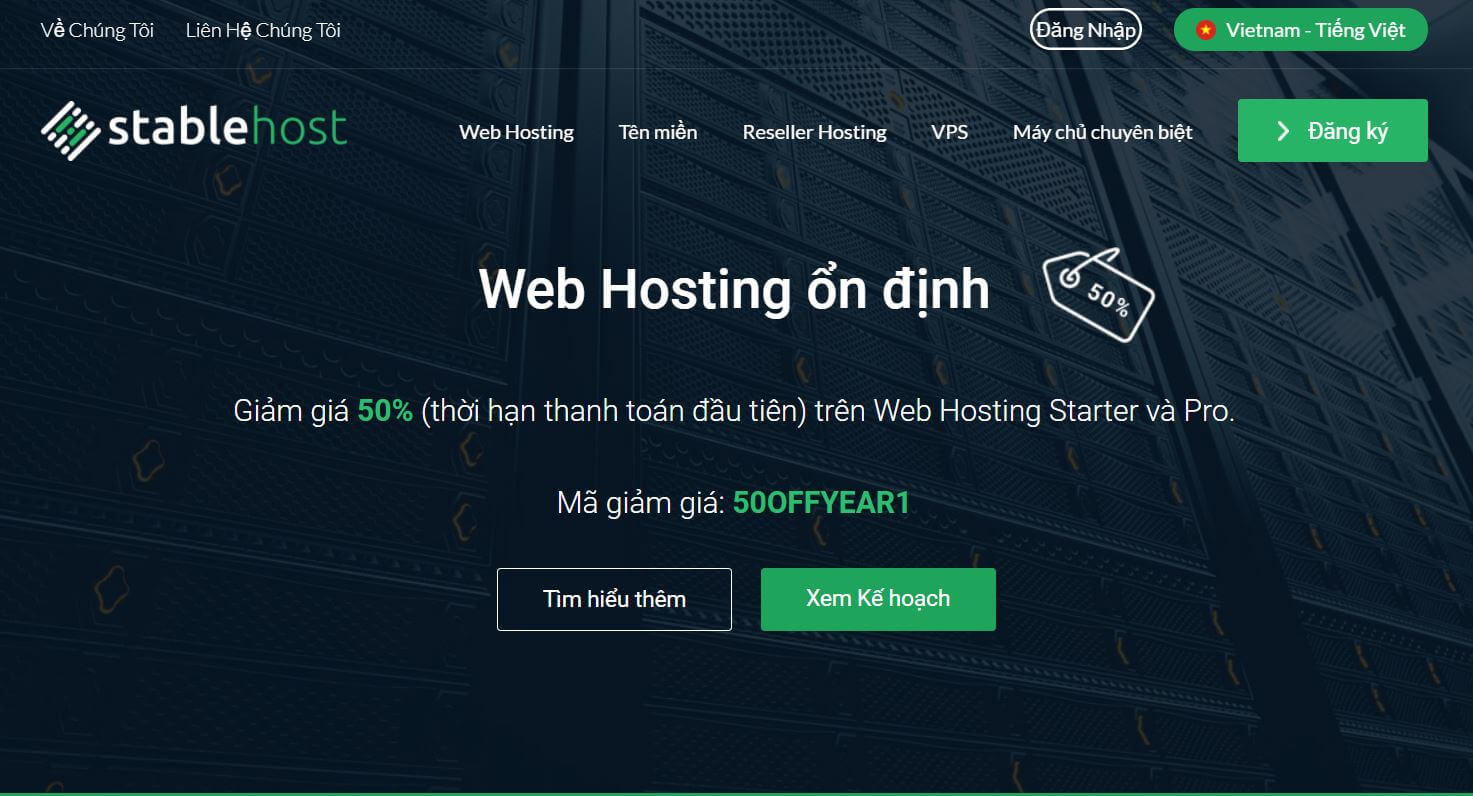 StableHost 1 hosting giá rẻ dùng phổ biến ở Việt Nam