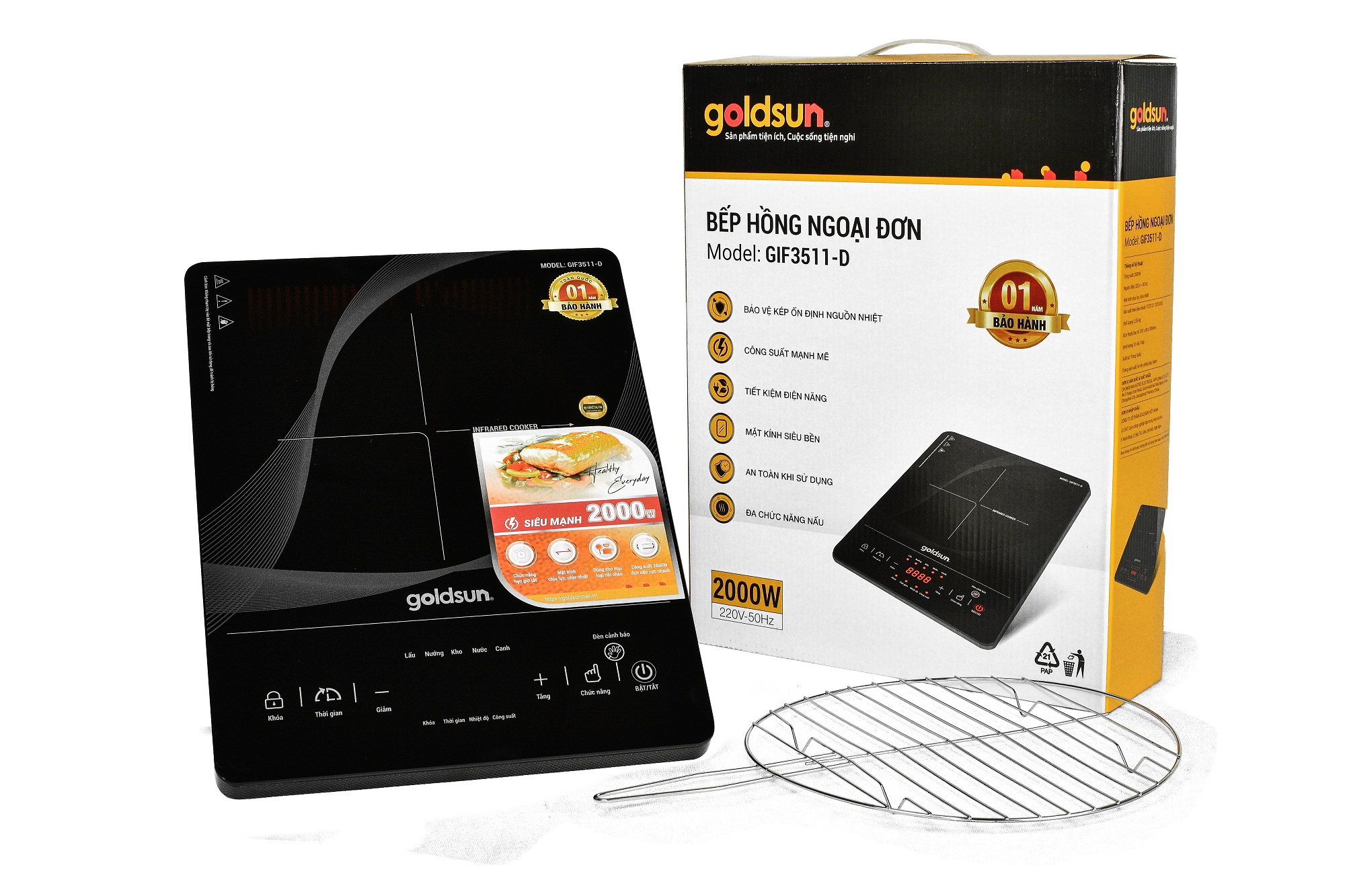 Bếp Hồng Ngoại Cảm Ứng Goldsun GIFR-T11 (2000W) - Đen