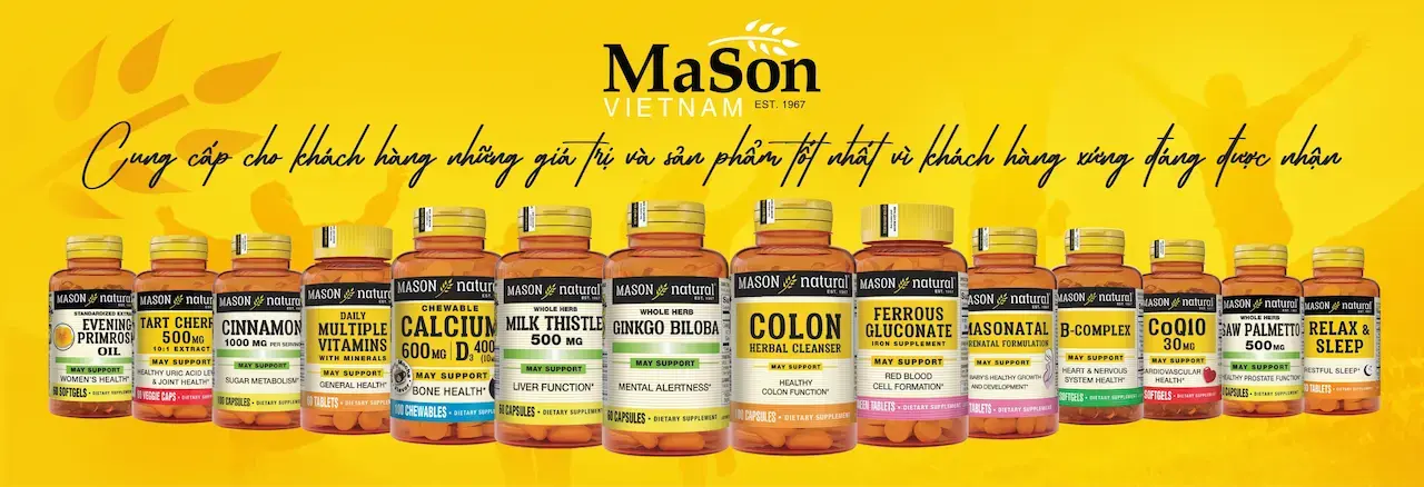 Mason Natural danh tiếng tại Mỹ với hơn 300 sản phẩm chăm sóc sức khỏe và được phân phố
